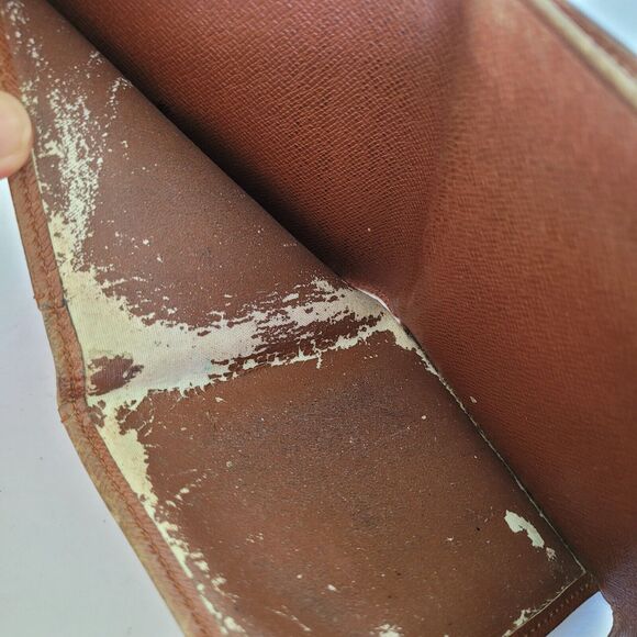 LOUIS VUITTON LV Vintage 1995 Monogram Leather Wallet Brown Medium Trifold Elise - Picture 5 of 13